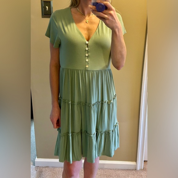 Forever 21 Sage Green Tiered Dress - Picture 3 of 9